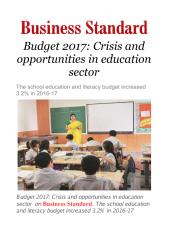Budget 2017   Crisis and opportunities in education sector.pdf