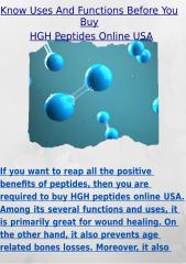 Know Uses And Functions Before You Buy HGH Peptides Online USA.docx